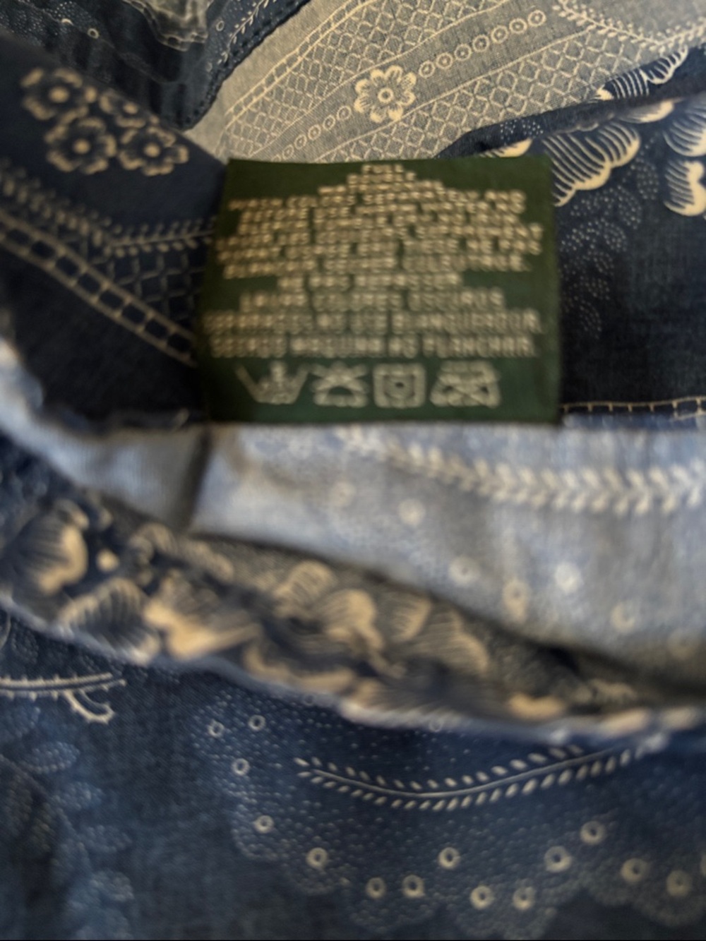 Polo by Ralph Lauren Navy Blue and White Floral Bandana Print Flat Sheet Full - Picture 3 of 3